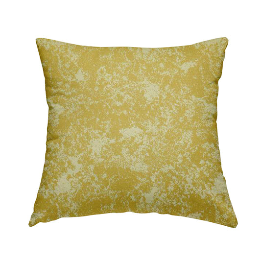 Mica Designer Fabrics Semi Plain Abstract Pattern Chenille Upholstery Fabric In Yellow Colour CTR-392 - Handmade Cushions