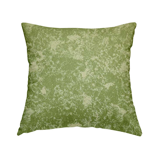 Mica Designer Fabrics Semi Plain Abstract Pattern Chenille Upholstery Fabric In Green Colour CTR-394 - Handmade Cushions