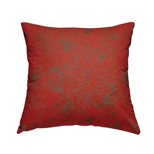 Mica Designer Fabrics Semi Plain Abstract Pattern Chenille Upholstery Fabric In Red Colour CTR-397 - Handmade Cushions