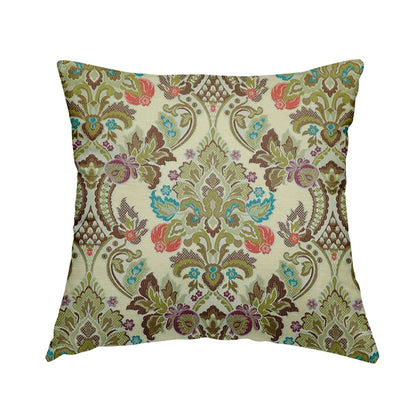 Komkotar Fabrics Rich Detail Floral Damask Upholstery Fabric In Cream Colour CTR-400 - Handmade Cushions