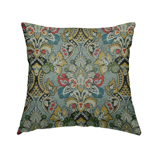 Komkotar Fabrics Rich Detail Floral Damask Upholstery Fabric In Grey Colour CTR-406 - Handmade Cushions