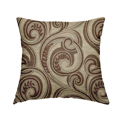 Ketu Collection Of Woven Chenille Floral Brown Colour Furnishing Fabrics CTR-424 - Handmade Cushions