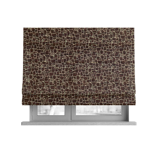 Ketu Collection Of Woven Chenille Pebble Stone Effect Pattern Brown Colour Furnishing Fabrics CTR-426 - Roman Blinds