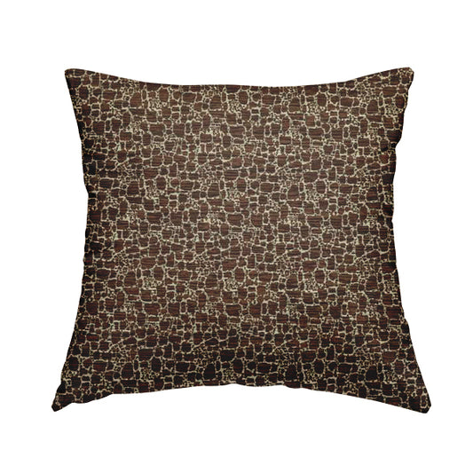 Ketu Collection Of Woven Chenille Pebble Stone Effect Pattern Brown Colour Furnishing Fabrics CTR-426 - Handmade Cushions