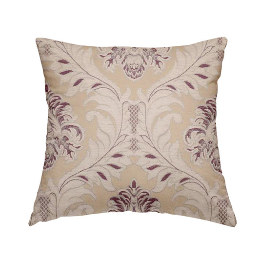 Sultan Collection Damask Floral Pattern Silver Shine Effect Purple Colour Upholstery Fabric CTR-431 - Handmade Cushions