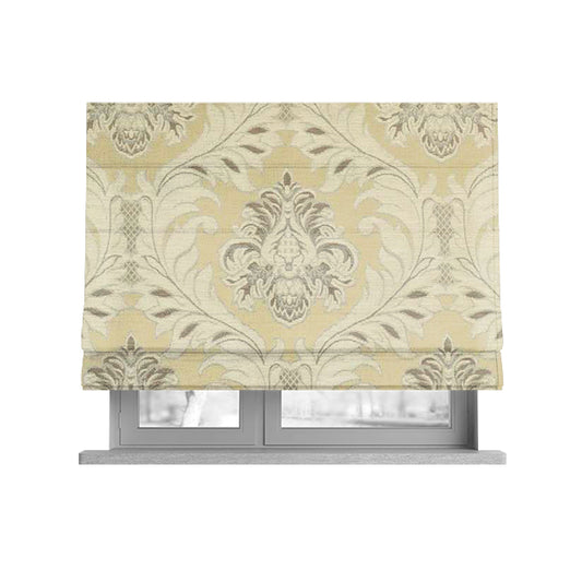 Sultan Collection Damask Floral Pattern Silver Shine Effect Colour Upholstery Fabric CTR-432 - Roman Blinds