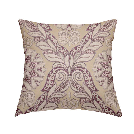 Sultan Collection Damask Floral Pattern Silver Shine Effect Purple Colour Upholstery Fabric CTR-433 - Handmade Cushions