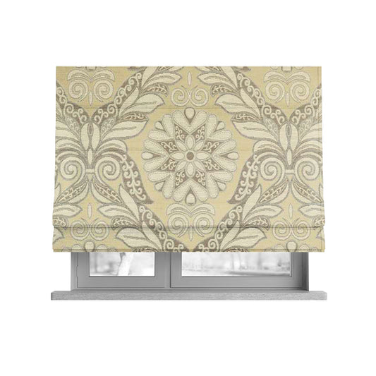 Sultan Collection Damask Floral Pattern Silver Shine Effect Colour Upholstery Fabric CTR-434 - Roman Blinds