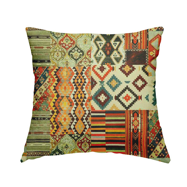 Freedom Printed Velvet Fabric Multi Pattern Patchwork Colourful Furnishing Fabric CTR-437 - Handmade Cushions
