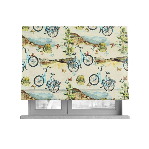 Freedom Printed Velvet Fabric Cycle Outdoors Nature Pattern Upholstery Fabrics CTR-439 - Roman Blinds