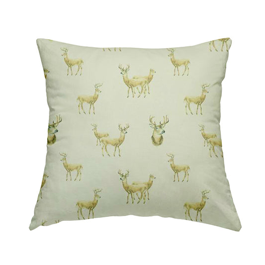 Freedom Printed Velvet Fabric Brown Stag Deer Animal Pattern Upholstery Fabric CTR-440 - Handmade Cushions