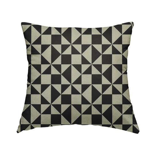 Freedom Printed Velvet Fabric Black White Geometric Modern Pattern Upholstery Fabric CTR-442 - Handmade Cushions
