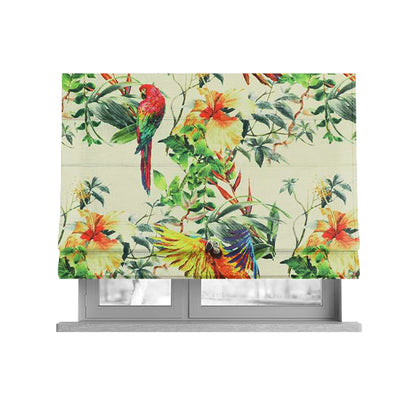 Freedom Printed Velvet Fabric Colourful Parrot Jungle Pattern Upholstery Fabric CTR-446 - Roman Blinds