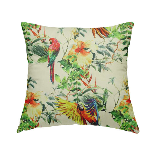 Freedom Printed Velvet Fabric Colourful Parrot Jungle Pattern Upholstery Fabric CTR-446 - Handmade Cushions