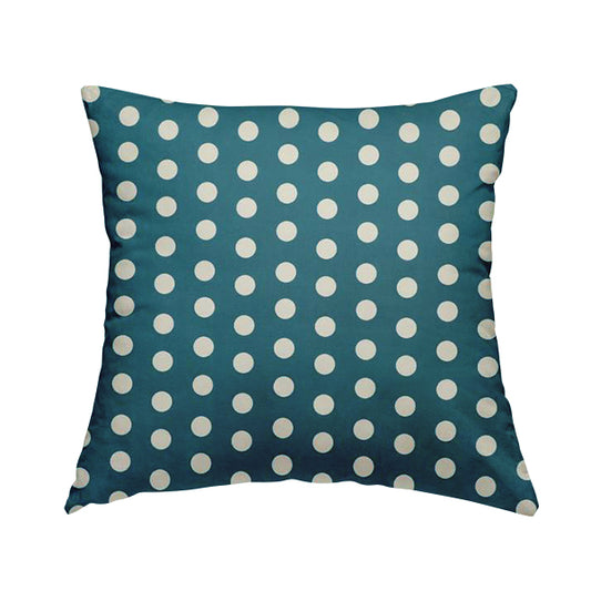 Freedom Printed Velvet Fabric Blue White Dotted Spots Pattern Upholstery Fabrics CTR-450 - Handmade Cushions