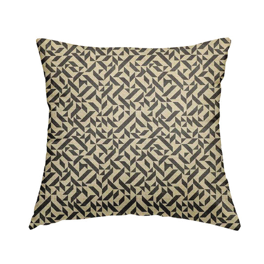 Freedom Printed Velvet Fabric Grey Beige Geometric Tile Pattern Upholstery Fabric CTR-452 - Handmade Cushions