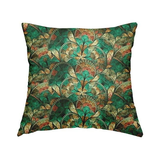 Freedom Printed Velvet Fabric Designer Teal Mosaic Pattern Upholstery Fabric CTR-456 - Handmade Cushions