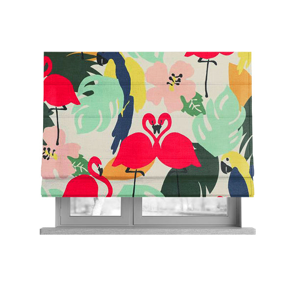 Freedom Printed Velvet Fabric Flamingo Parrots Animal Pattern Printed On Length Of Fabric Upholstery Fabric CTR-462 - Roman Blinds