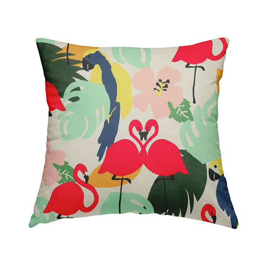 Freedom Printed Velvet Fabric Flamingo Parrots Animal Pattern Printed On Length Of Fabric Upholstery Fabric CTR-462 - Handmade Cushions