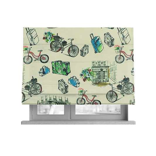 Freedom Printed Velvet Fabric Bicycle Outdoor Travel Suitcase Pattern Upholstery Fabrics CTR-466 - Roman Blinds