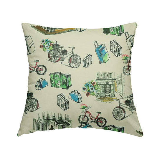 Freedom Printed Velvet Fabric Bicycle Outdoor Travel Suitcase Pattern Upholstery Fabrics CTR-466 - Handmade Cushions