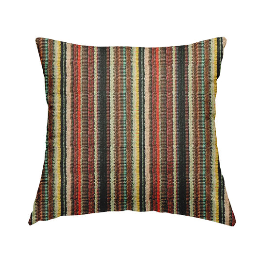 Freedom Printed Velvet Fabric Funky Multicolour Striped Pattern Upholstery Fabrics CTR-467 - Handmade Cushions