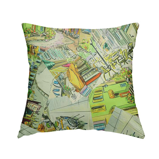 Freedom Printed Velvet Fabric Outdoor Colourful Street Scene Pattern Upholstery Fabric CTR-468 - Handmade Cushions