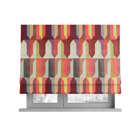 Freedom Printed Velvet Fabric Colourful Lipstick Diamond Shape Pattern Upholstery Fabrics CTR-478 - Roman Blinds