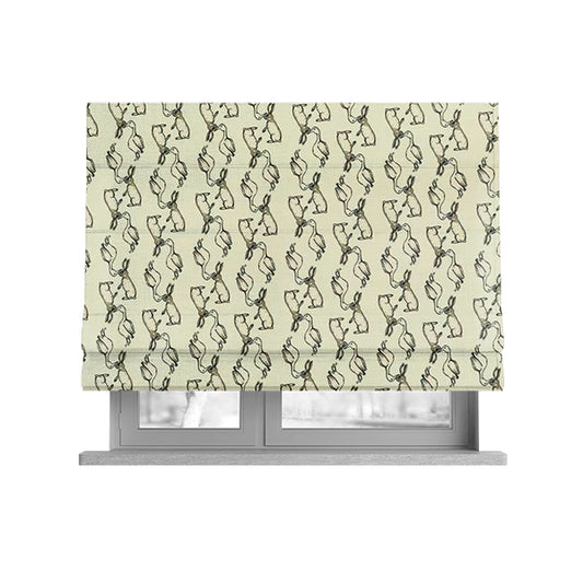 Freedom Printed Velvet Fabric White Goose Hare Farm Animal Theme Pattern Upholstery Fabric CTR-484 - Roman Blinds