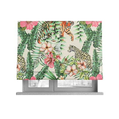 Freedom Printed Velvet Fabric Tiger Cheetah Animal Jungle Wildlife Pattern Upholstery Fabric CTR-489 - Roman Blinds