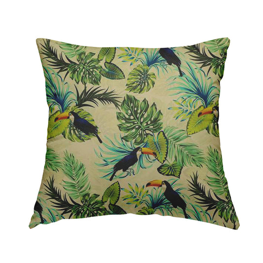 Freedom Printed Velvet Fabric Toucan Exotic Bird In Jungle Wildlife Pattern Upholstery Fabrics CTR-490 - Handmade Cushions