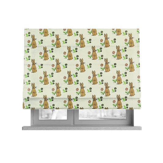 Freedom Printed Velvet Fabric Brown Rabbit Animal Theme Pattern Upholstery Fabrics CTR-491 - Roman Blinds