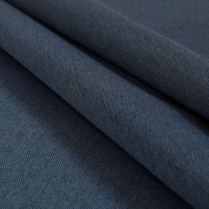 Davos Flat Weave Chenille Upholstery Fabrics In Prussian Blue - Made To Measure Curtains