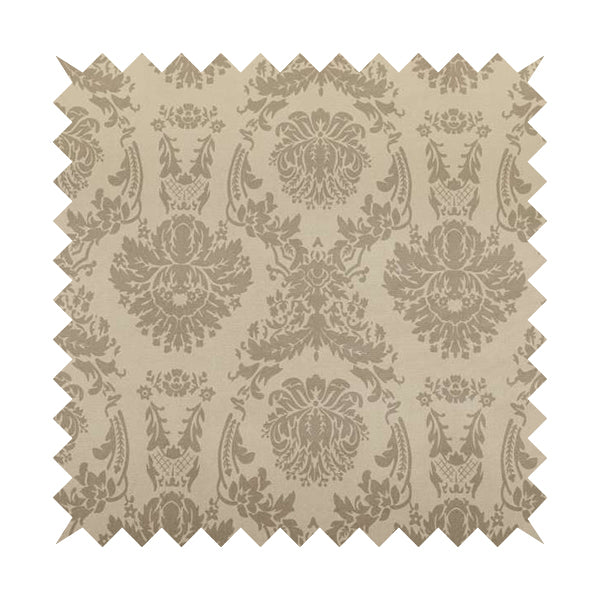 Detroit Printed Velvet Damask Pattern Soft Velour Beige Colour Upholstery Fabric - Made To Measure Curtains