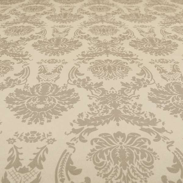 Detroit Printed Velvet Damask Pattern Soft Velour Beige Colour Upholstery Fabric - Roman Blinds