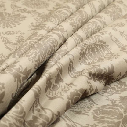 Detroit Printed Velvet Damask Pattern Soft Velour Beige Colour Upholstery Fabric - Roman Blinds