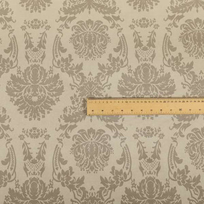 Detroit Printed Velvet Damask Pattern Soft Velour Beige Colour Upholstery Fabric - Roman Blinds