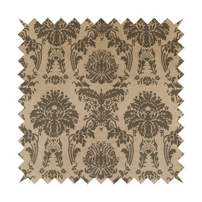 Detroit Printed Velvet Damask Pattern Soft Velour Brown Colour Upholstery Fabric - Made To Measure Curtains