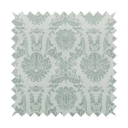 Detroit Printed Velvet Damask Pattern Soft Velour Silver Colour Upholstery Fabric - Roman Blinds