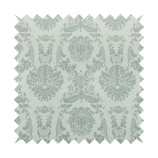 Detroit Printed Velvet Damask Pattern Soft Velour Silver Colour Upholstery Fabric