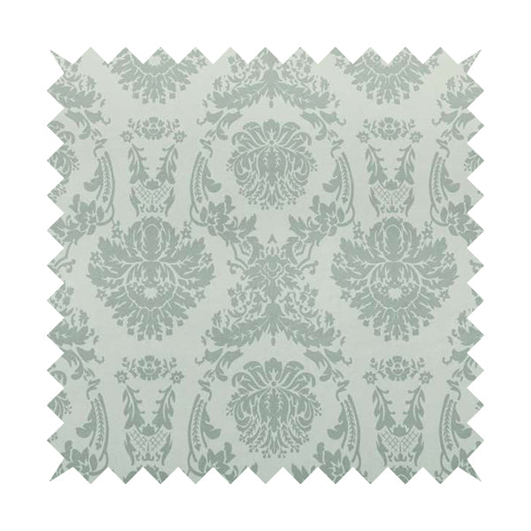 Detroit Printed Velvet Damask Pattern Soft Velour Silver Colour Upholstery Fabric - Made To Measure Curtains