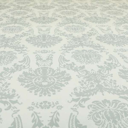 Detroit Printed Velvet Damask Pattern Soft Velour Silver Colour Upholstery Fabric - Made To Measure Curtains