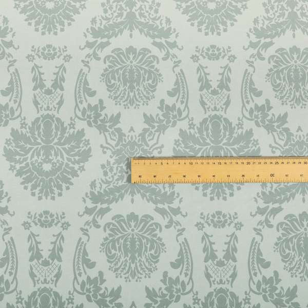 Detroit Printed Velvet Damask Pattern Soft Velour Silver Colour Upholstery Fabric - Roman Blinds