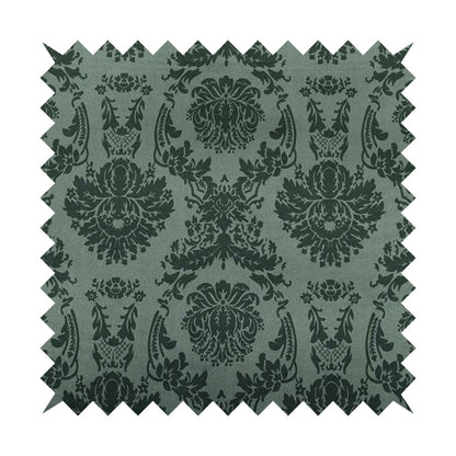 Detroit Printed Velvet Damask Pattern Soft Velour Grey Colour Upholstery Fabric - Roman Blinds