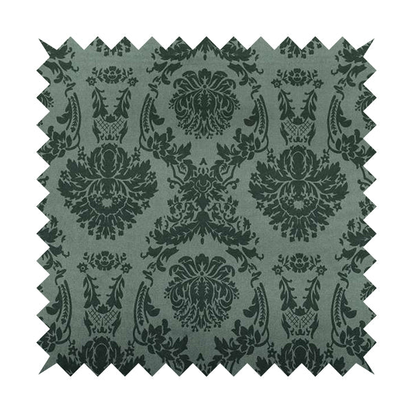 Detroit Printed Velvet Damask Pattern Soft Velour Grey Colour Upholstery Fabric - Made To Measure Curtains