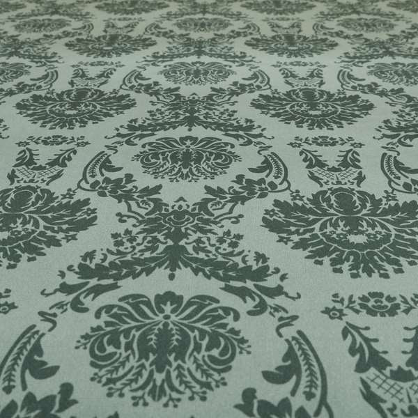 Detroit Printed Velvet Damask Pattern Soft Velour Grey Colour Upholstery Fabric