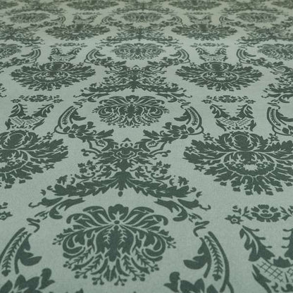 Detroit Printed Velvet Damask Pattern Soft Velour Grey Colour Upholstery Fabric - Made To Measure Curtains