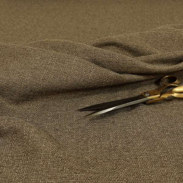 Devon Textured Woven Upholstery Chenille Fabric In Brown Colour - Made To Measure Curtains