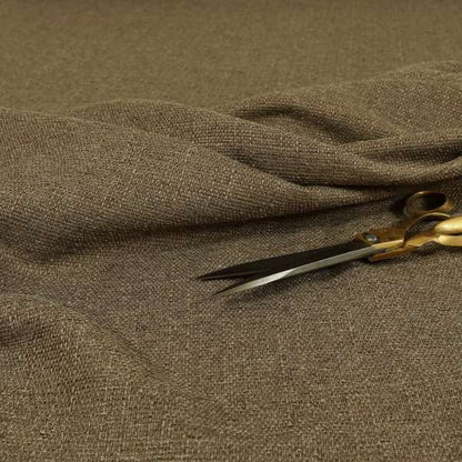 Devon Textured Woven Upholstery Chenille Fabric In Brown Colour - Made To Measure Curtains