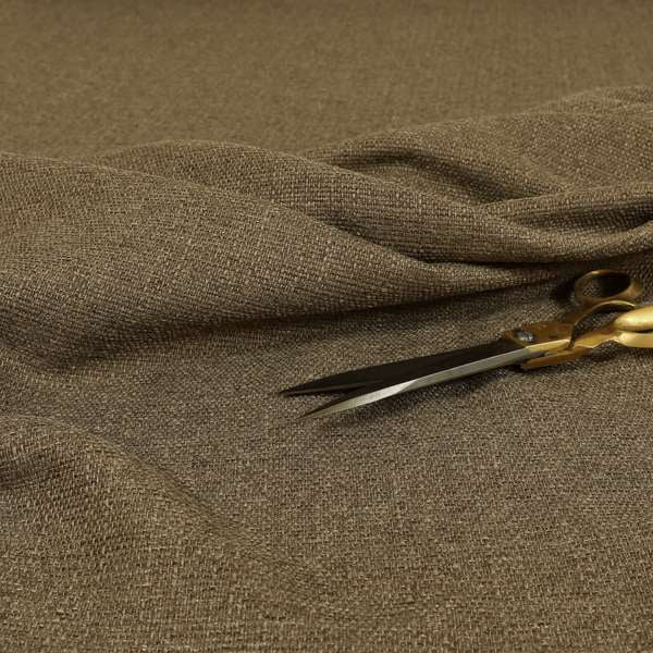 Devon Textured Woven Upholstery Chenille Fabric In Brown Colour